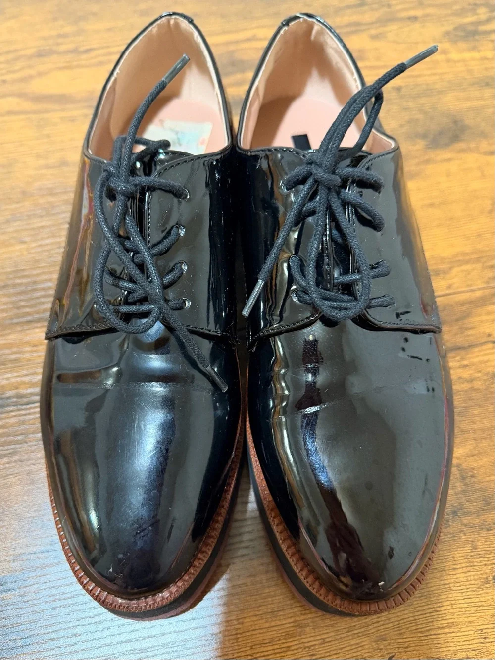 Women’s Kensie  Black Patent Platform Lace-Up Oxfords Size 9